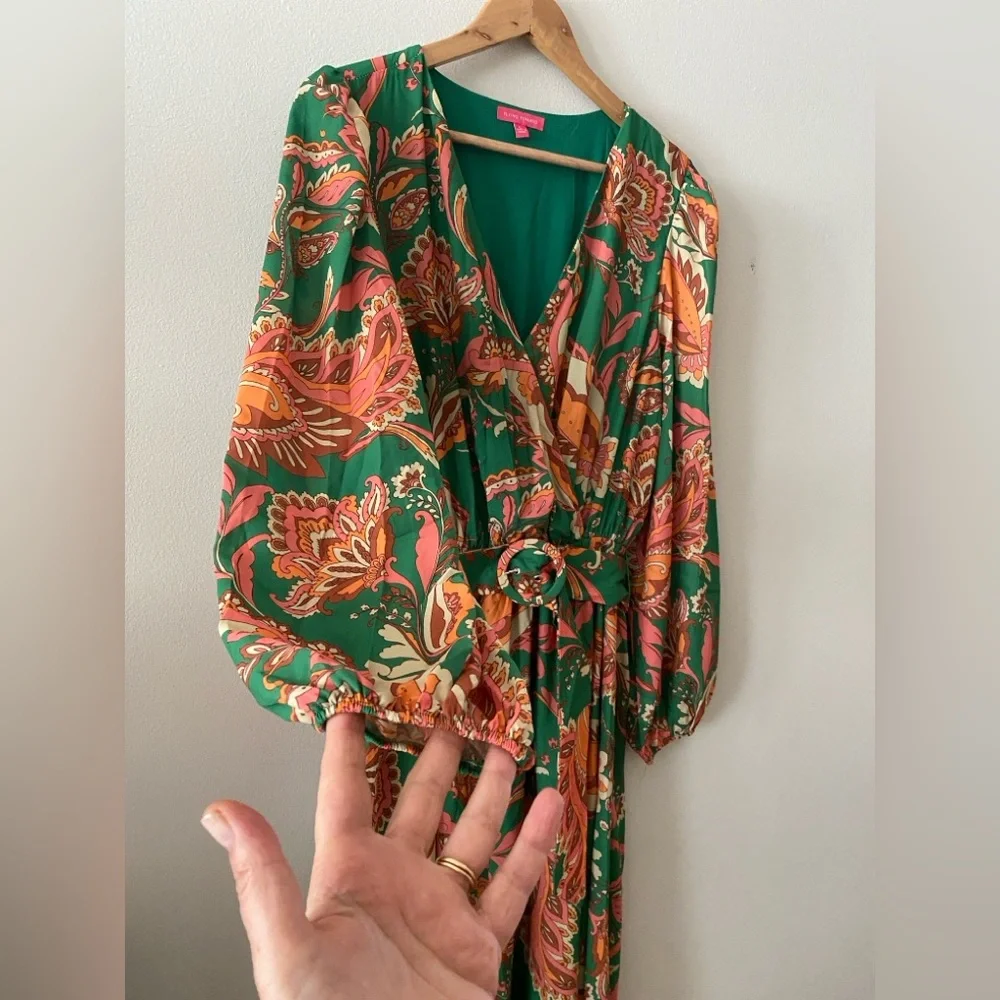 Flaying Tomato SUNNYSIDE FLORALS WOVEN MIDI DRESS size L pristine condition - Picture 12 of 17